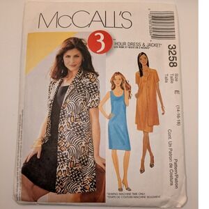 McCall's 3258 Sewing Pattern Misses Dress and Jacket Size 14-16-18 Vintage 90s